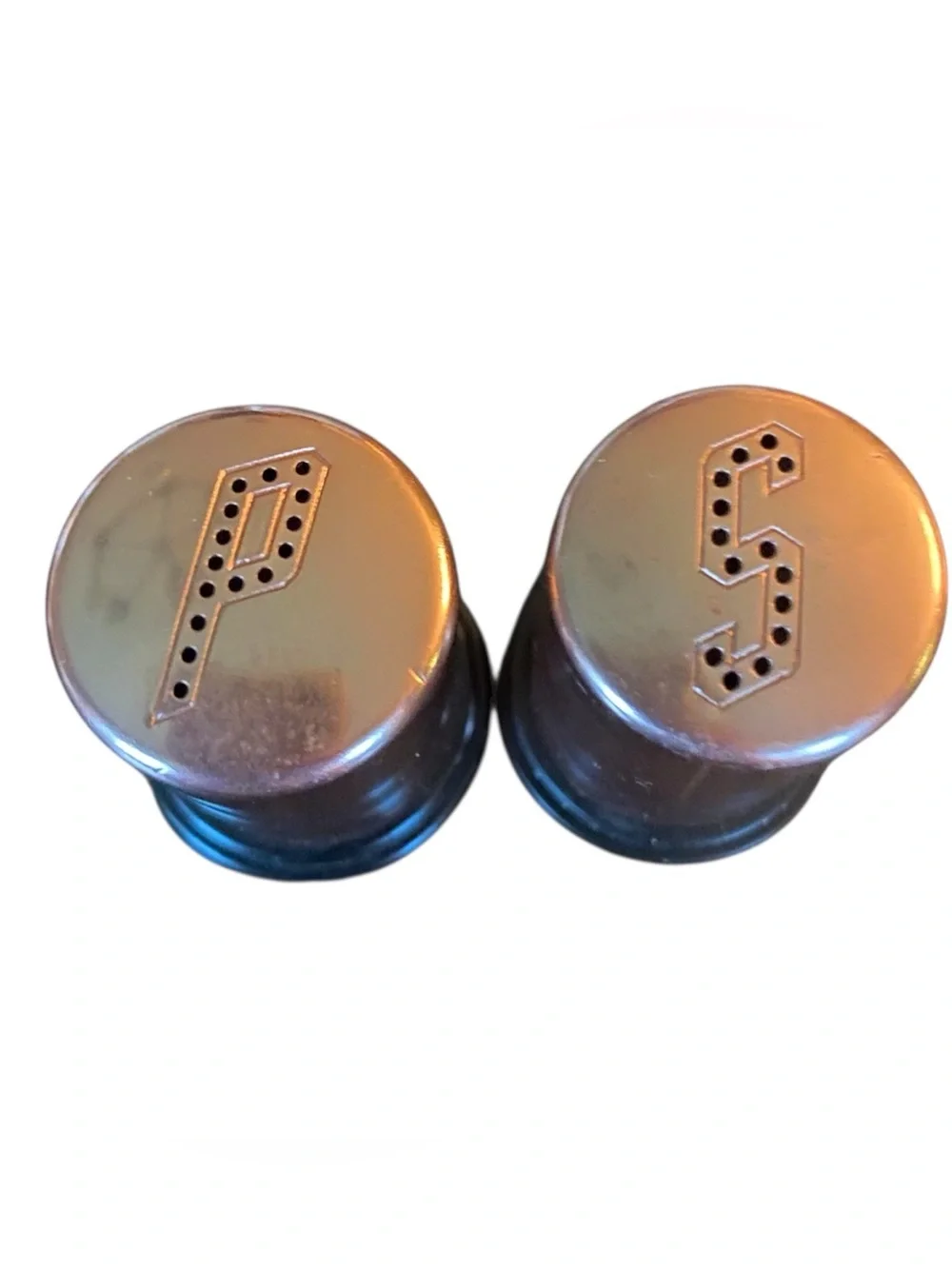 Vintage Mid Century Modern MCM Aluminum Copper Craft Salt Pepper Shakers 1950s
